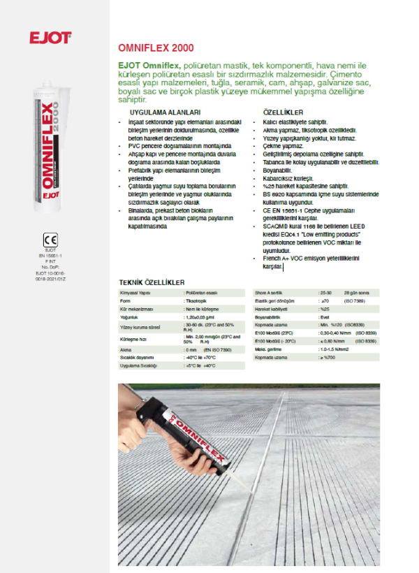 Ejot OMNIFLEX 2000 Poliüretan Sosis Mastik 600 ml (Siyah) - Görsel 13