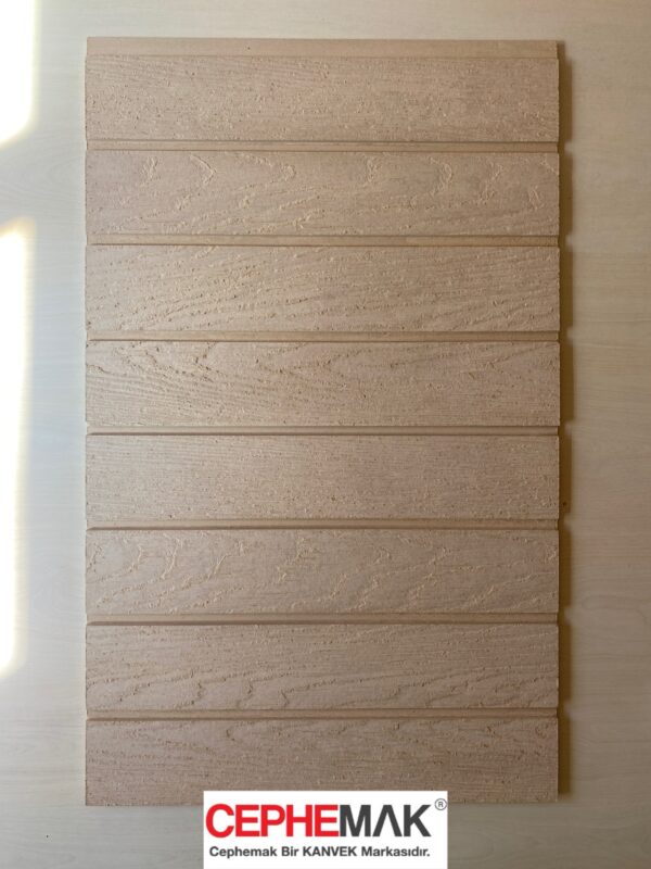 Betopan Fibercement Ahşap Ceviz Ağacı Desenli 3 Derz li Fugalı Lamba Zıvanalı Levha 10 mm 405×2500 - Görsel 5