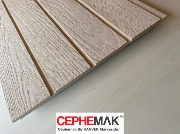 Betopan Fibercement Ahşap Ceviz Ağacı Desenli 3 Derz li Fugalı Lamba Zıvanalı Levha 10 mm 405×2500
