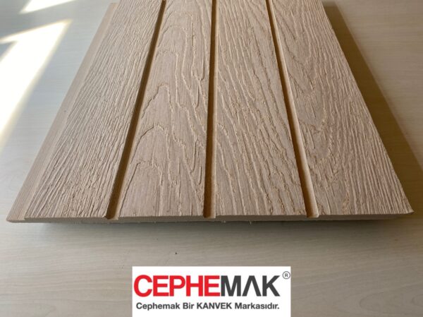 Betopan Fibercement Ahşap Ceviz Ağacı Desenli 3 Derz li Fugalı Lamba Zıvanalı Levha 10 mm 405×2500 - Görsel 2