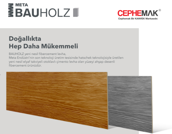 Meta BAUHOLZ Fibercemet Ahşap Doku Levha 8-10-12 mm
